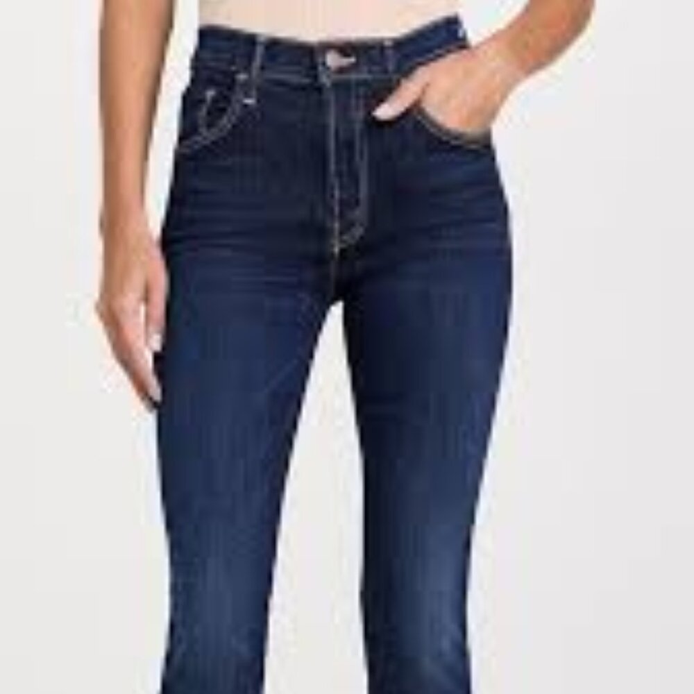 DL 1961 NWOT Bridget Boot Cut Dark Denim Crop Jeans with frayed hem Size 28